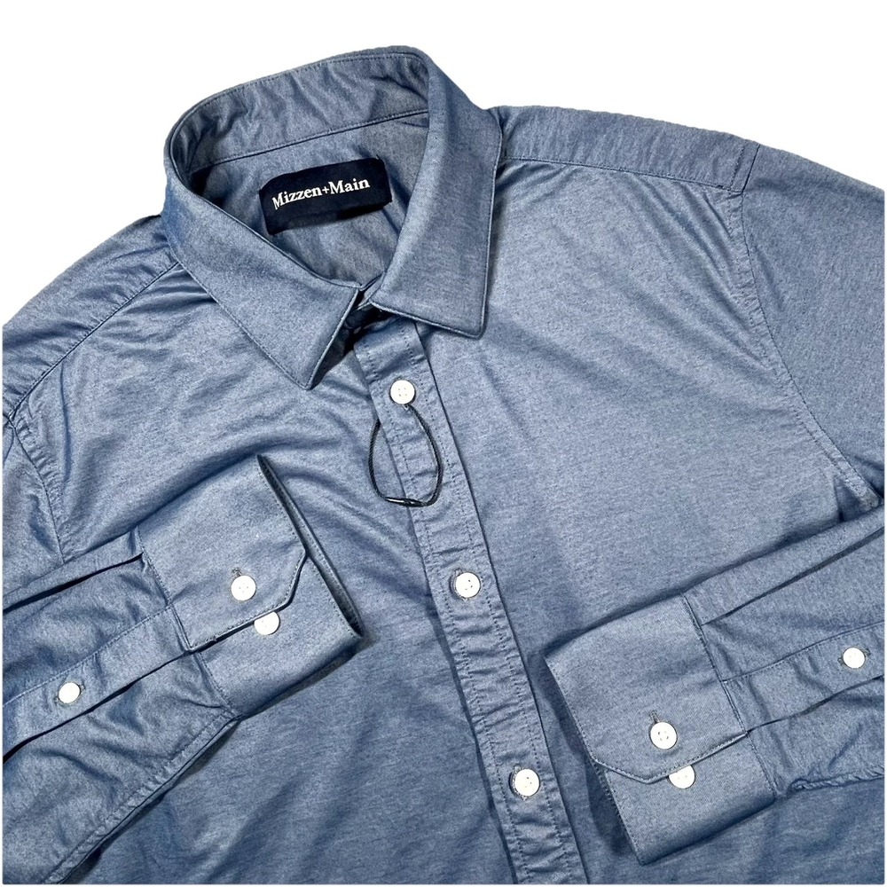 Mizzen Main Leeward Trim Fit Performance Button Down Shirt Mens M Business *Flaw
